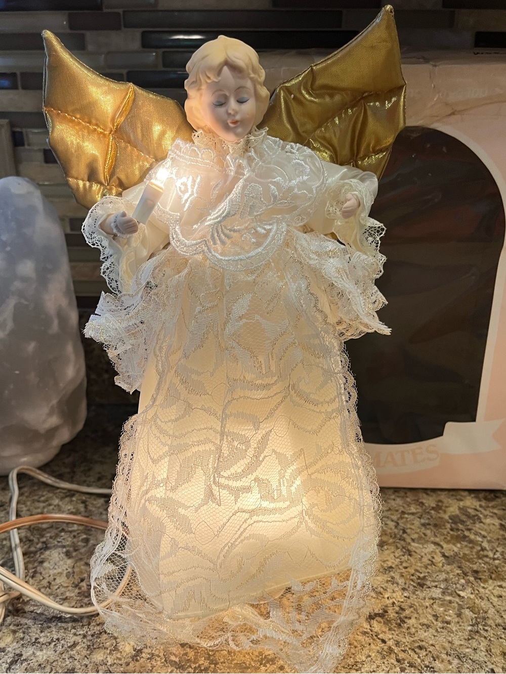 Vintage Ani-Mates Lighted Motion Angel Tree Topper Made in Taiwan ROC